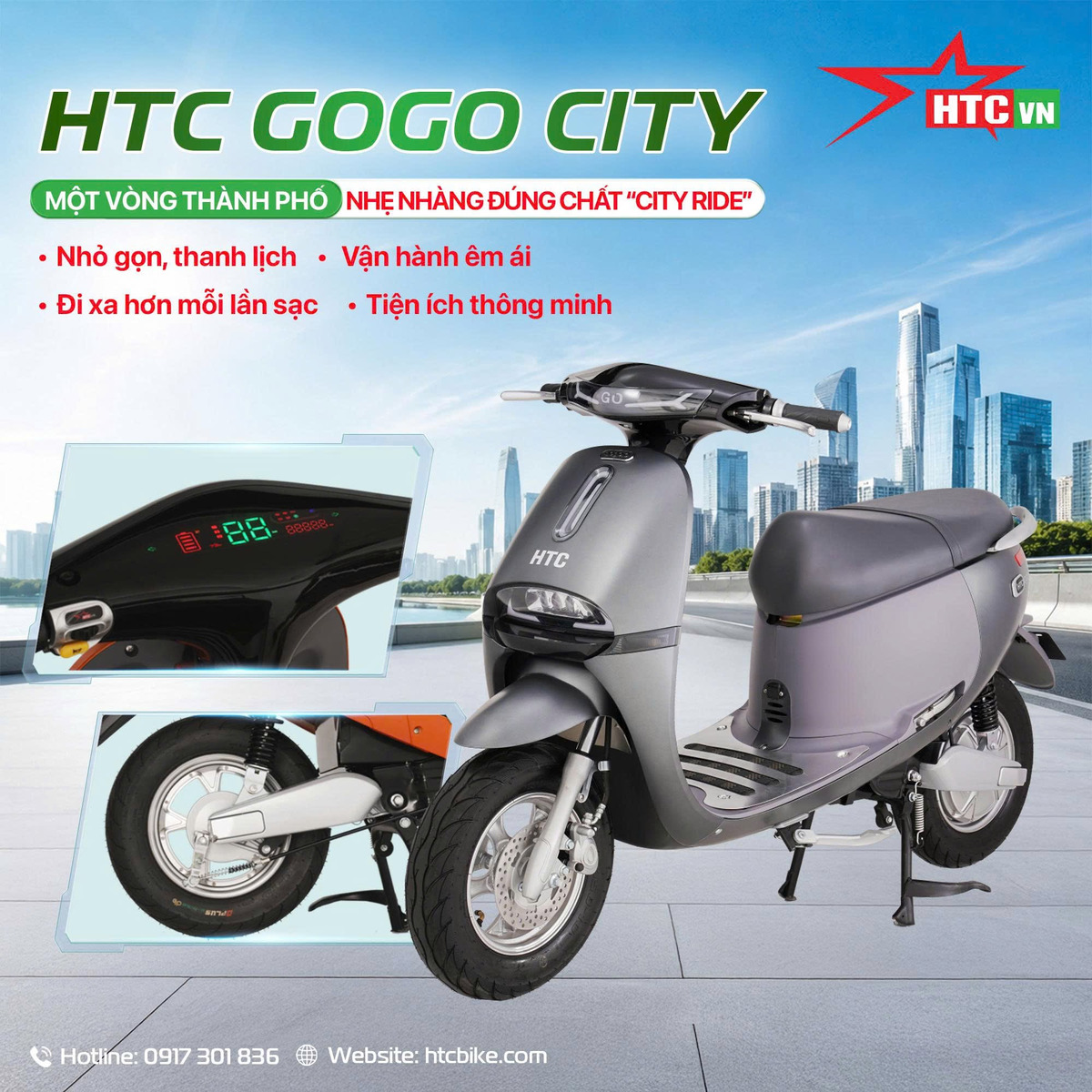 HTC GOGO CITY – Nhỏ gọn, linh hoạt khi di chuyển trong đô thị